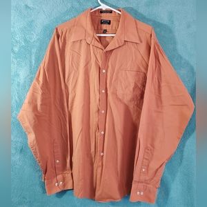 Mens Arrow Fitted Orange Dress Shirt Size N 17.5 A 36/37